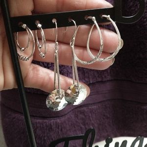 Lot of 3 pairs of sterling silver earrings